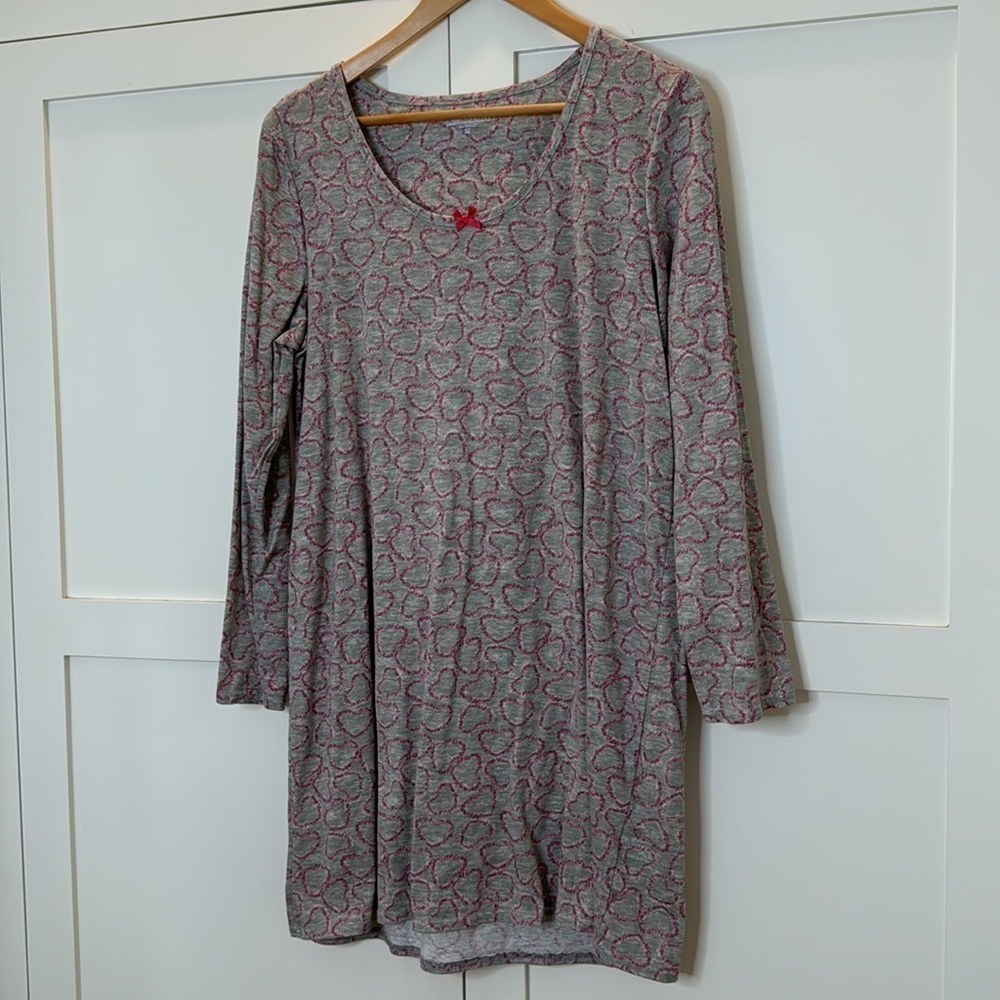 Laura Scott Women’s Night tshirt night gown long sleeve hearts medium - Picture 3 of 10
